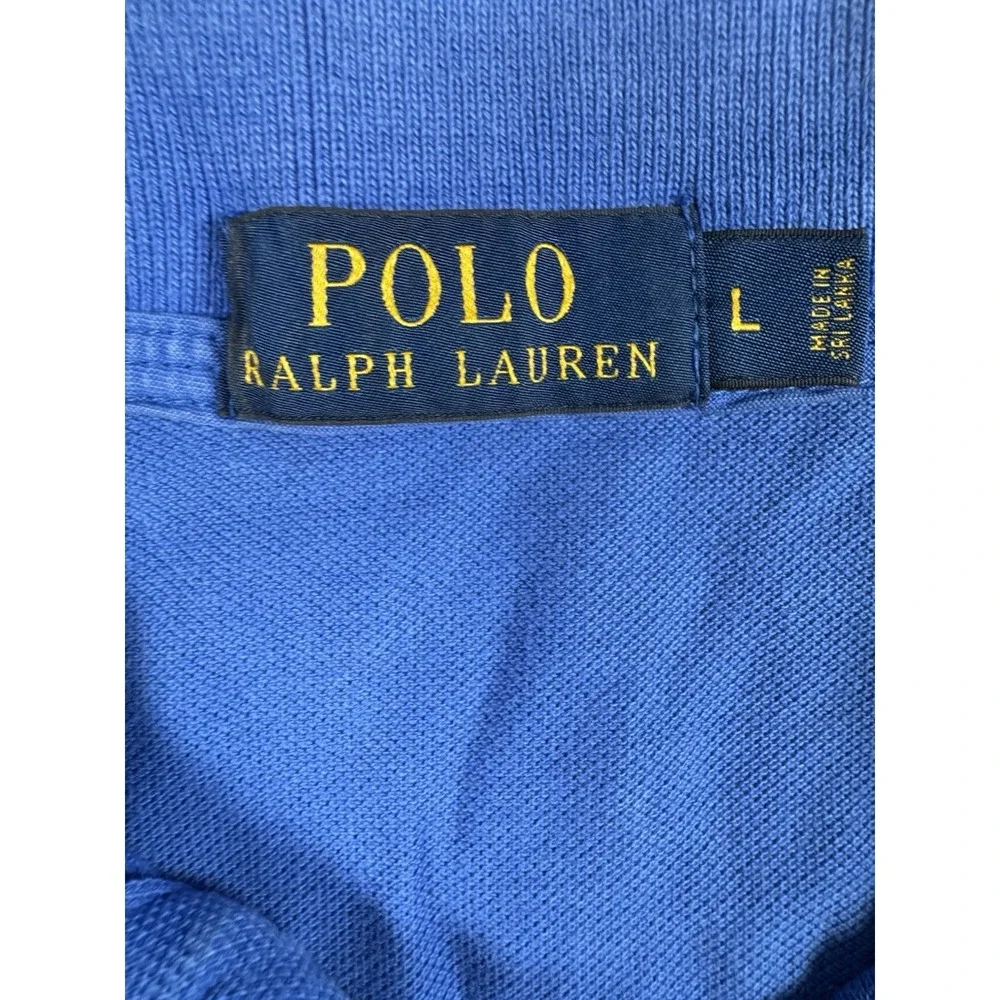 Polo Ralph Lauren Mens L Blue Yacht Club Flag Patch Applique Polo Shirt Y2K